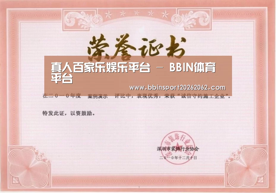 BBIN真人荣誉证书一